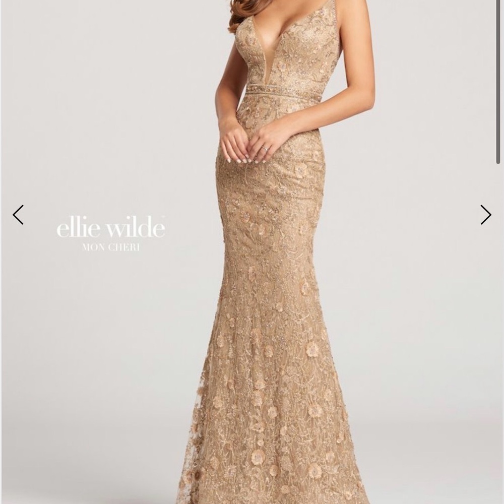 Ellie Wilde Gold prom dress
